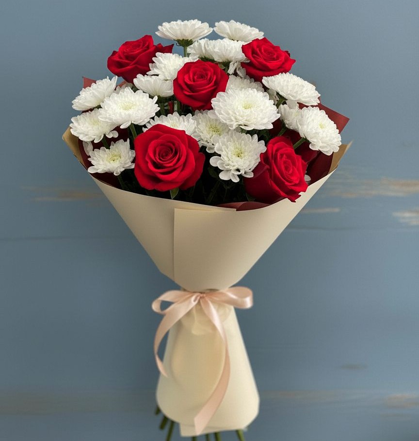 Букет цветов из: Розы и Хризантемы в Уват