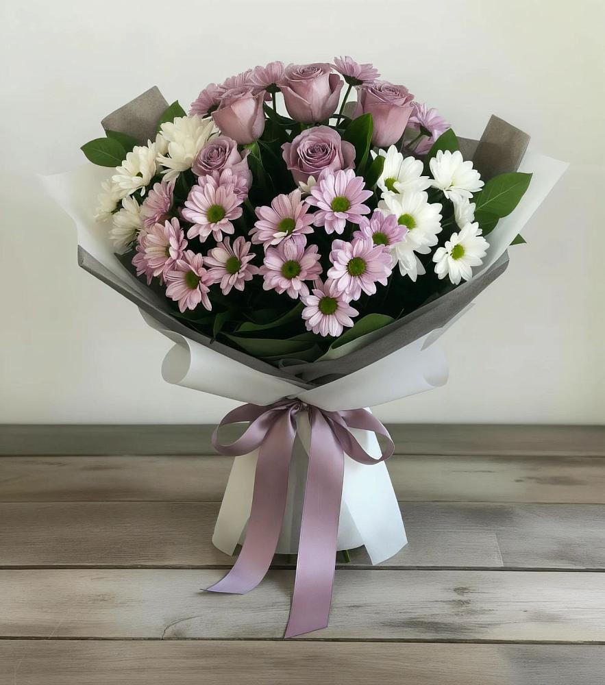 Букет цветов из: Хризантемы и Розы в Уват