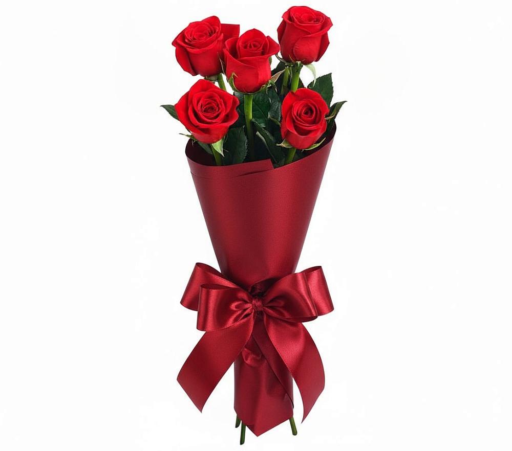 Букет 5 Красных роз Эдлесс Лав в Уват