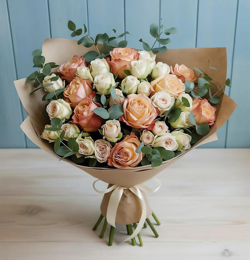 Букет цветов из: Альстромерии и Розы в Уват