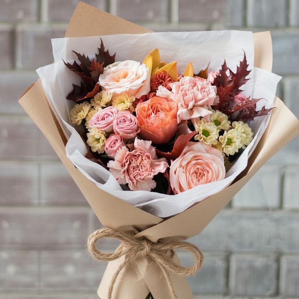 Букет цветов из: Гвоздики, Хризантемы и Розы в Уват