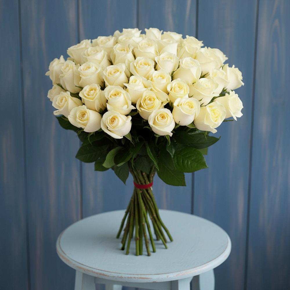 Букет 51 Белая роза Эдлесс Лав в Уват