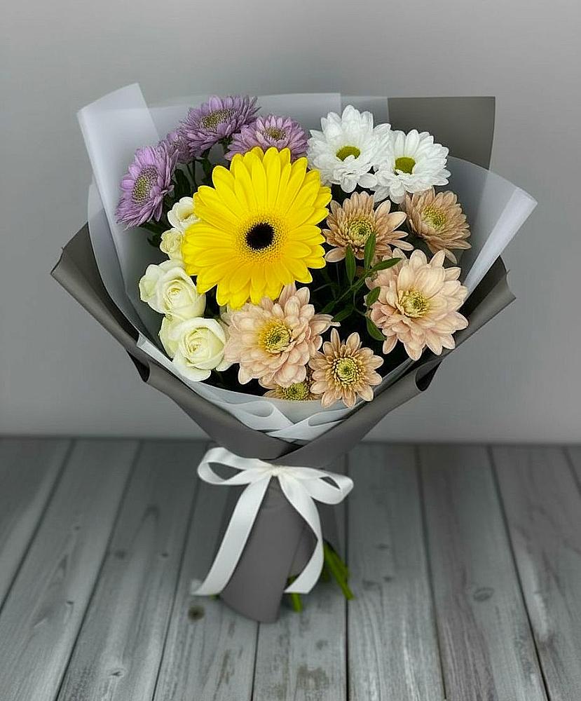 Букет цветов из: Розы, Герберы и Хризантемы в Уват