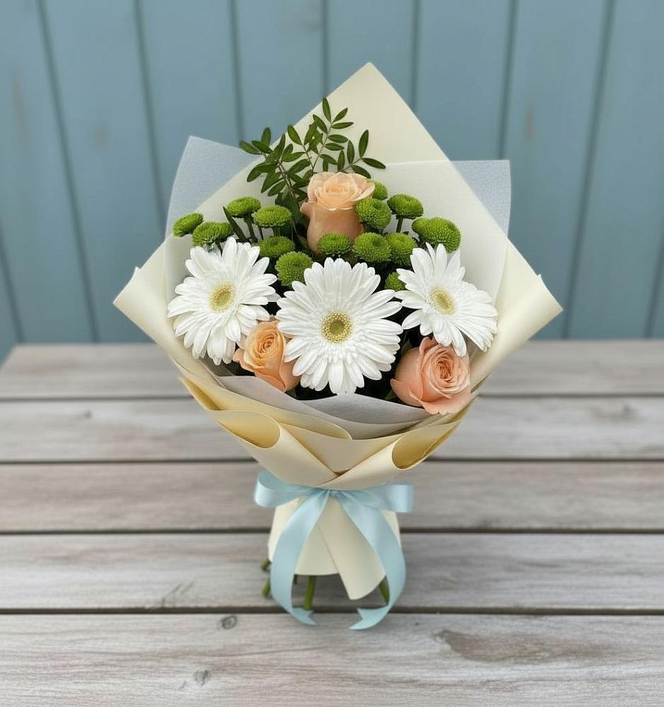 Букет цветов из: Герберы, Розы и Хризантемы в Уват
