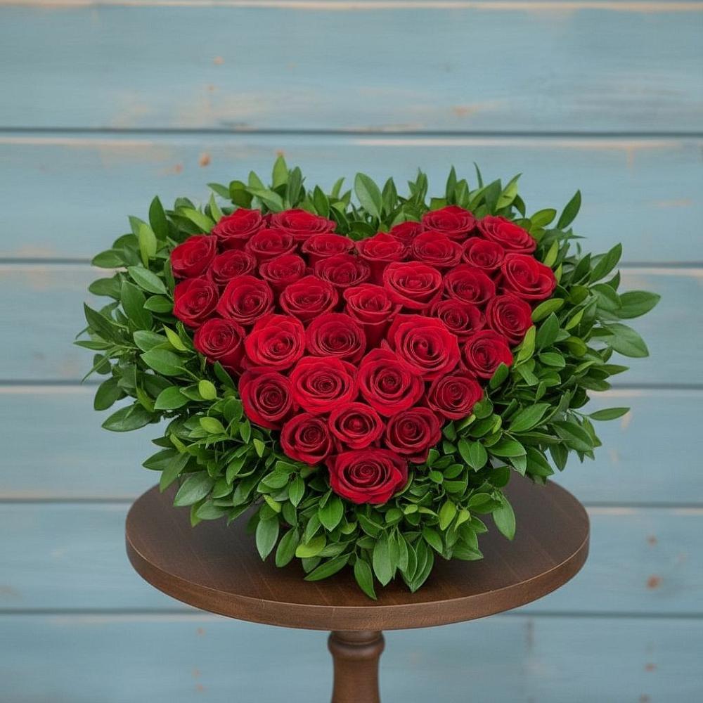 Цветочная композиция из Розы в виде сердца в Уват