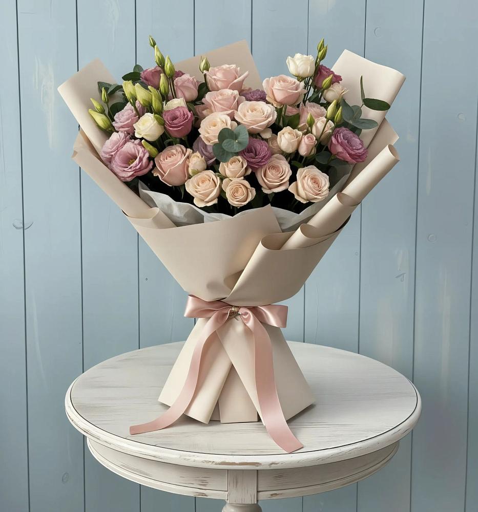 Букет цветов из: Розы и Лизиантусы в Уват