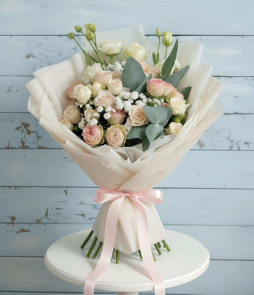 Букет цветов из: Розы и Лизиантусы в Уват