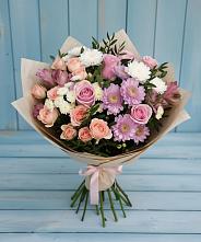 Букет цветов из:  Хризантемы, Розы и Альстромерии #REPLACE_PRED# Уват