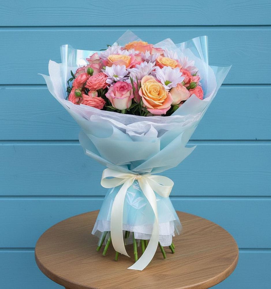 Букет цветов из: Хризантемы и Розы в Уват