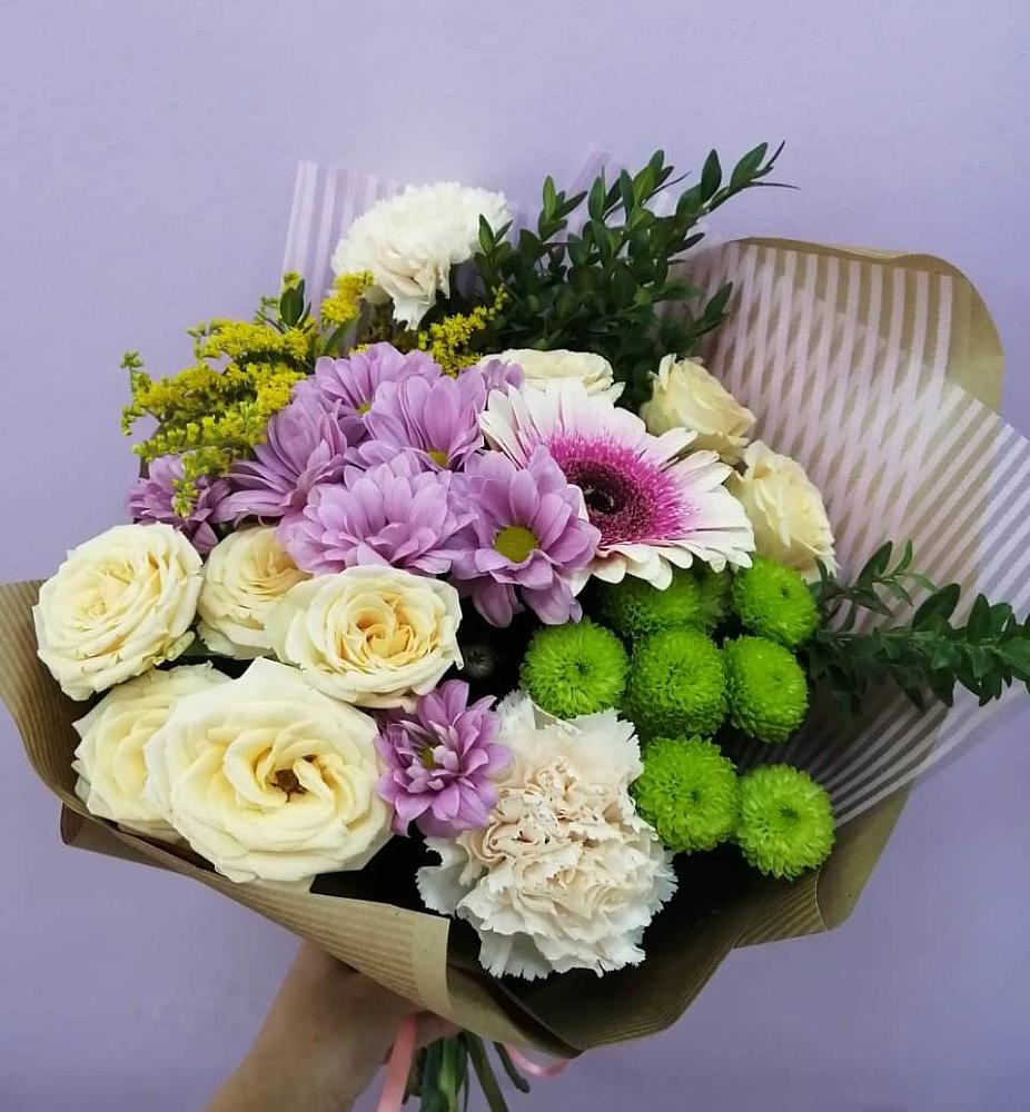 Букет цветов из: Хризантемы, Розы, Гвоздики и Герберы в Уват