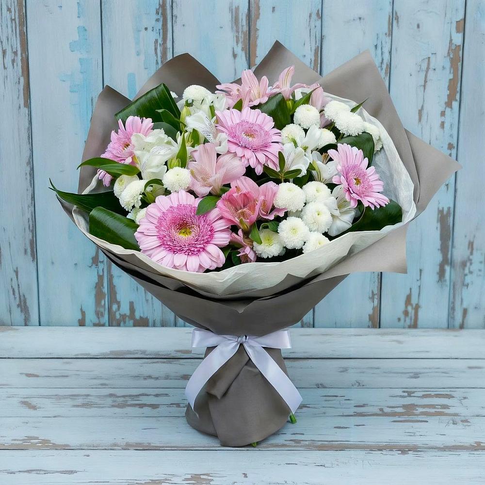 Букет цветов из: Герберы, Альстромерии и Хризантемы в Уват