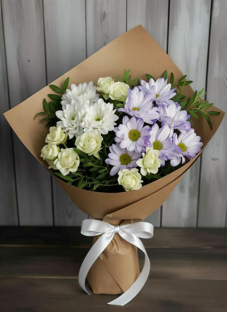 Букет цветов из: Хризантемы и Розы в Уват